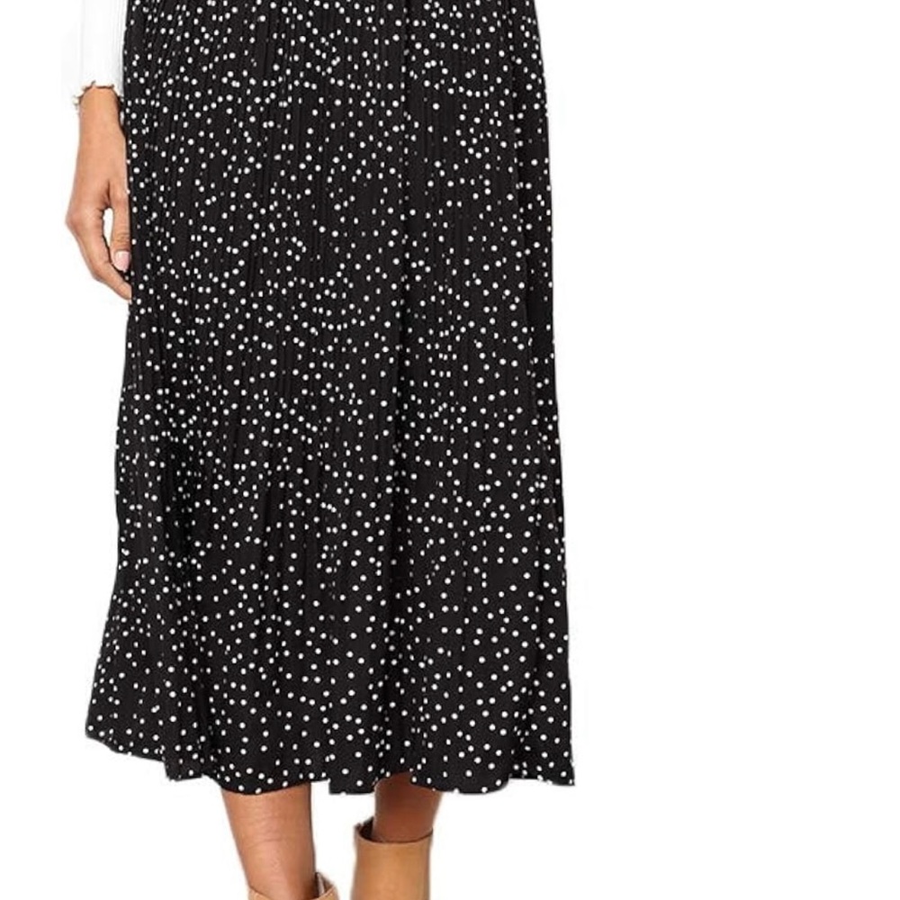EXLURA women’s high waisted polka dot pleated midi skirt